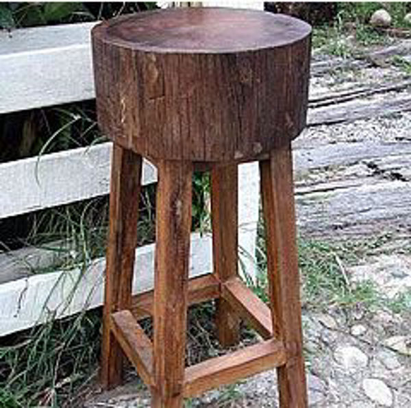 Picture of Groovystuff Stump Rustic Teak Bar Chair 30"