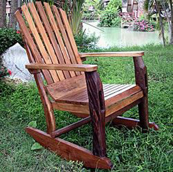 Picture of Groovystuff Adirondack Rustic Teak Rocking Chair
