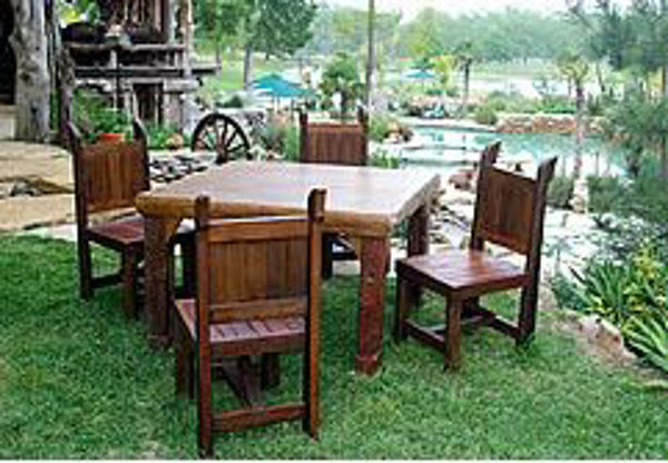 Picture of Groovystuff Ranch House Rustic Wood Card Table & 4 Butcher Chair Set