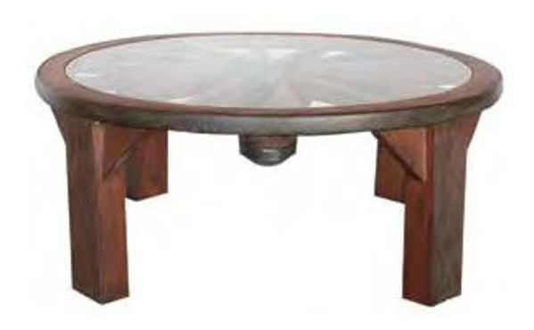 Picture of Groovystuff Glass Top Rustic Teak Shoshone Coffee Table