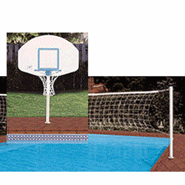 Picture of Swimming Pool Deck Mounted Basketball / Volleyball Combo