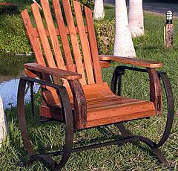 Picture of Groovystuff - Adirondack Rustic Teak Glider Chair