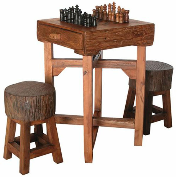 Picture of Groovystuff Hill Country Rustic Teak Chess Table-S