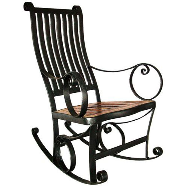 Picture of Groovystuff Iron Horse Rustic Teak Rocking Chair