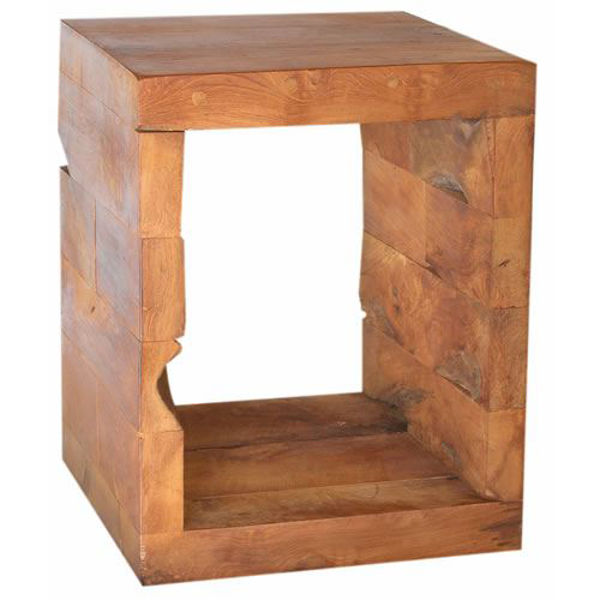 Picture of Groovystuff Cube Kodiak Rustic Teak Side Table