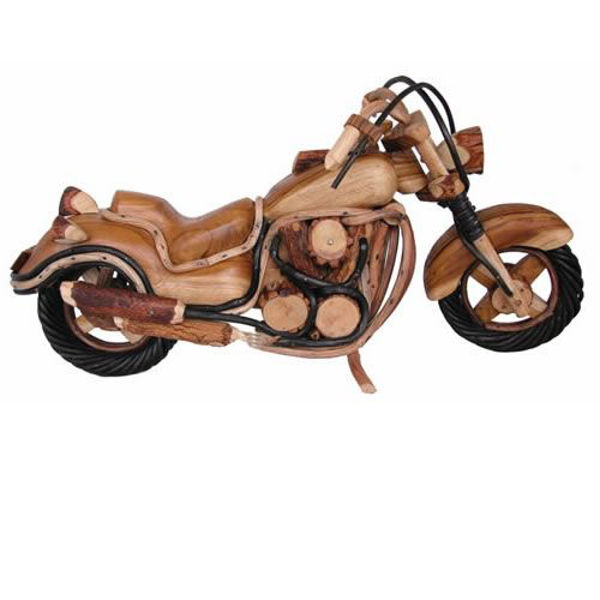 Picture of Wood Rustic Teak Motorcycle - Large