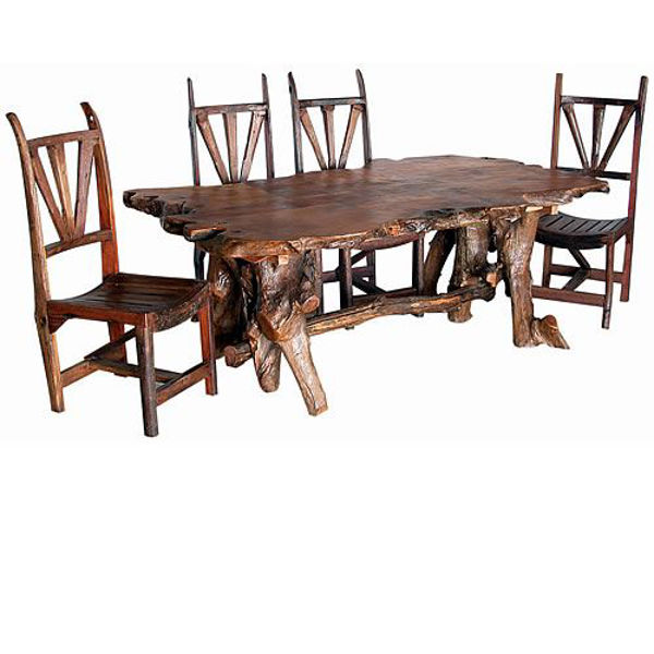 Picture of Groovystuff Big Bear Rustic Teak Dinner Table Set