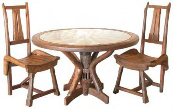 Picture of Groovystuff Frontier Rustic Teak Table Set With Glass Top