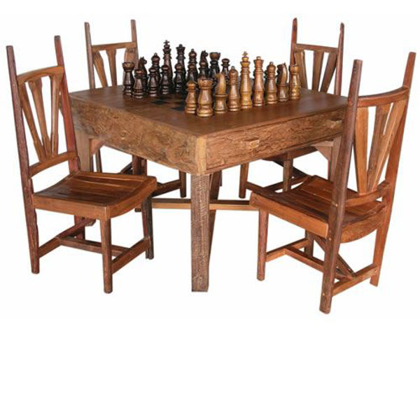 Picture of Groovystuff Hill Country Rustic Teak Chess Table Set