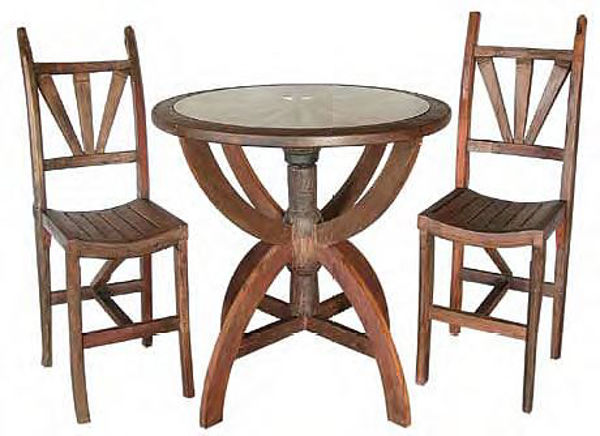 Picture of Groovystuff Savanna Rustic Teak Pub Table & Chair Set - Glass