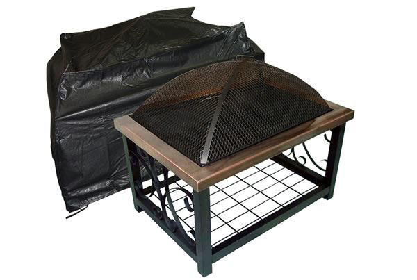 Picture of Fire Sense Outdoor Rectangle Fire Pit Table Vinyl Cover w/Felt Lining & Fabric Ties