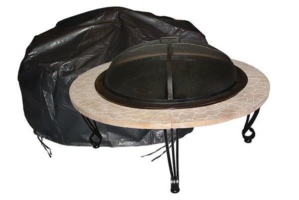 Picture of Fire Sense 42" Diameter Round Fire Pit Vinyl Cover w' Felt Lining & Fabric Ties