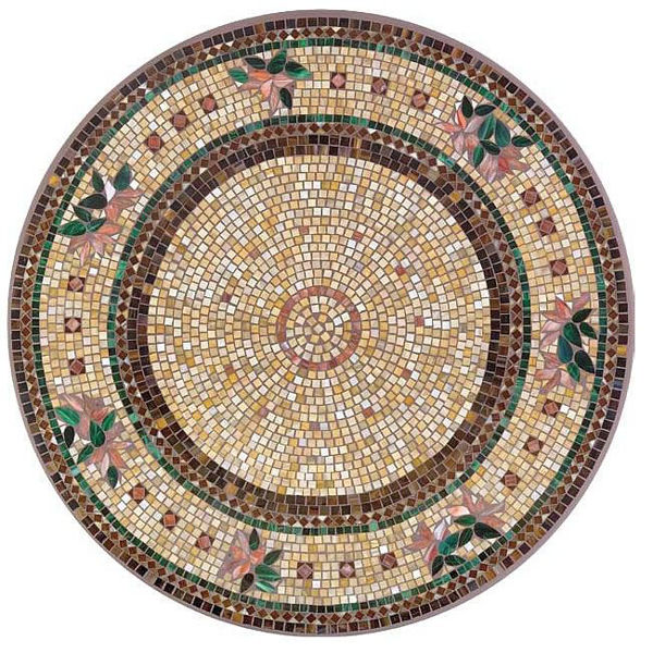 Picture of KNF Bella Flora Brown Mosaic Marble and Stained Glass Tabletop