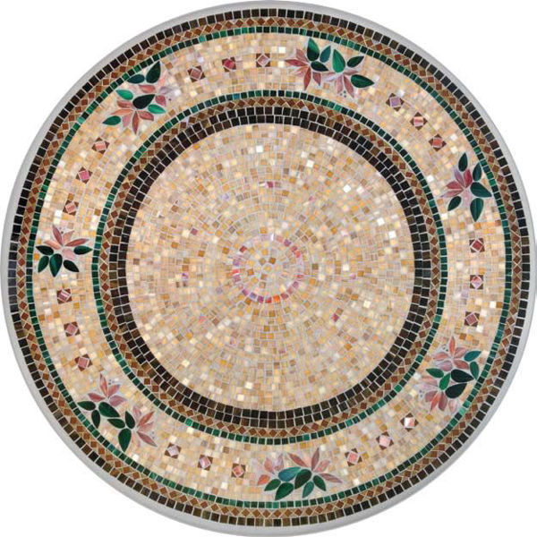 Picture of KNF Bella Flora Grey Mosaic Marble and Stained Glass Tabletop