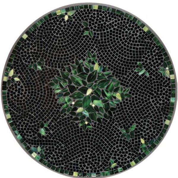 Picture of KNF Black Leaf Mosaic Marble and Stained Glass Tabletop