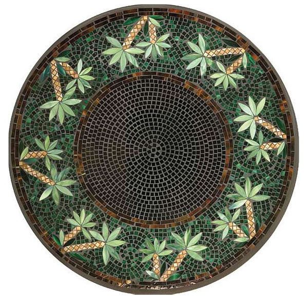 Picture of KNF Black Sand Plam Marble and Stained Glass Tabletop