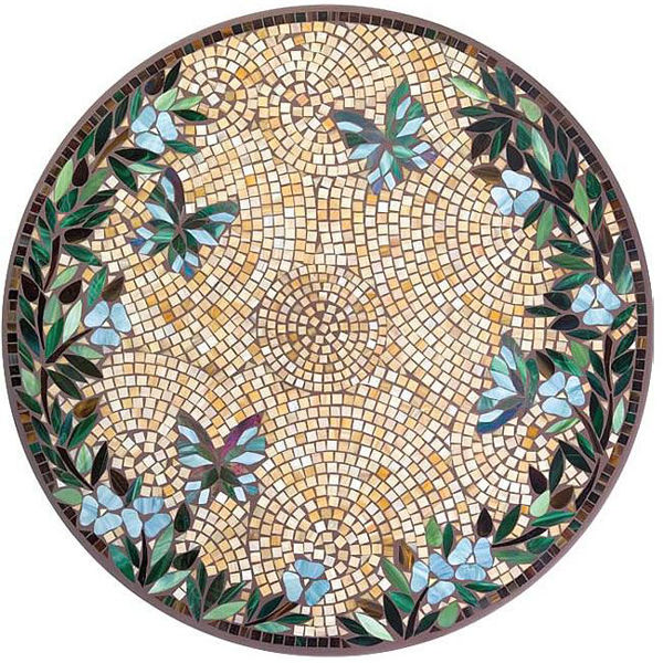 Picture of KNF Caramel Butterfly Marble and Stained Glass Tabletop