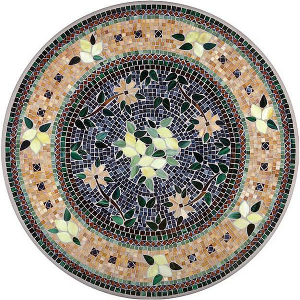Picture of KNF Tuscan Lemons Grey Marble and Stained Glass Tabletop