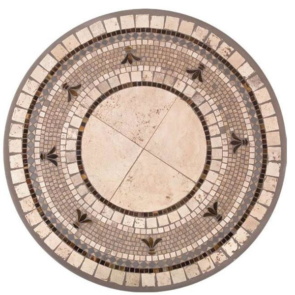 Picture of KNF Fleur-de-lis Tortoise Marble and Stained Glass Tabletop