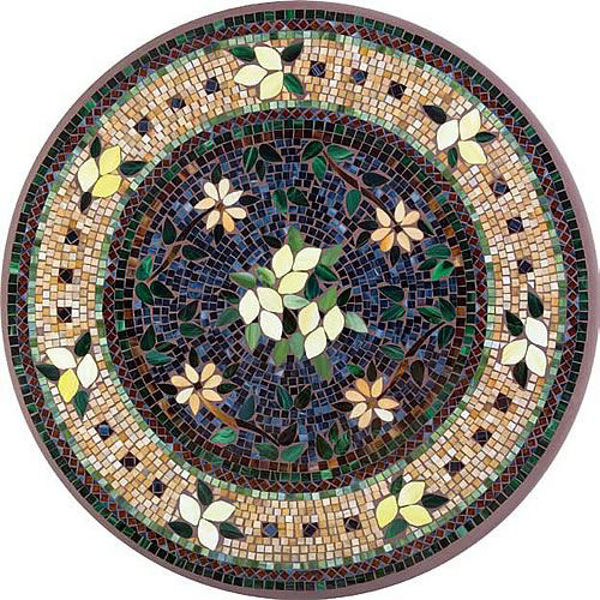 Picture of KNF Tuscan Lemons Brown Marble and Stained Glass Tabletop