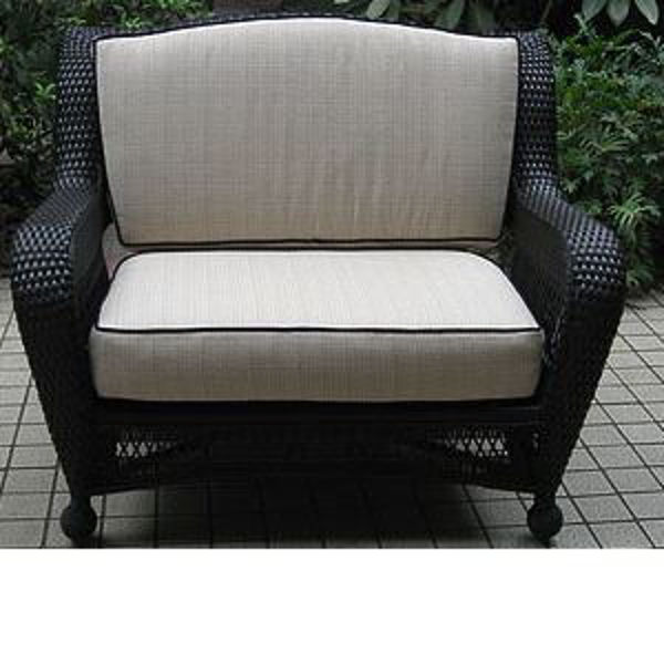 Picture of Fire Stone Ebony All-Weather Wicker Chair & Half Collage Beach Cushion Double Black Piping