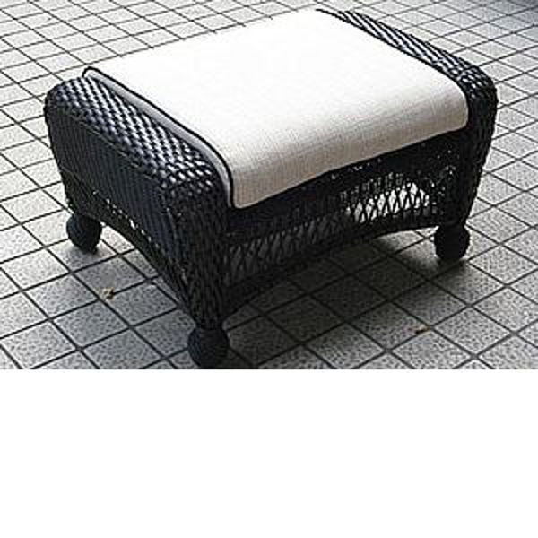 Picture of Fire Stone Ebony All-Weather Wicker Ottoman w/1pc. Ivory Cushion