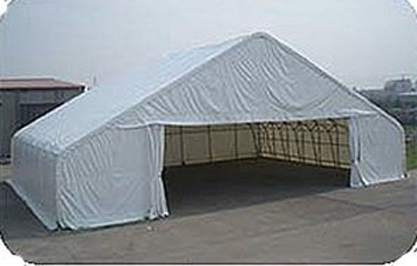 Picture of MDM Rhino Shelters 65' x 49' x 26' Peaked Truss Style Portable Building