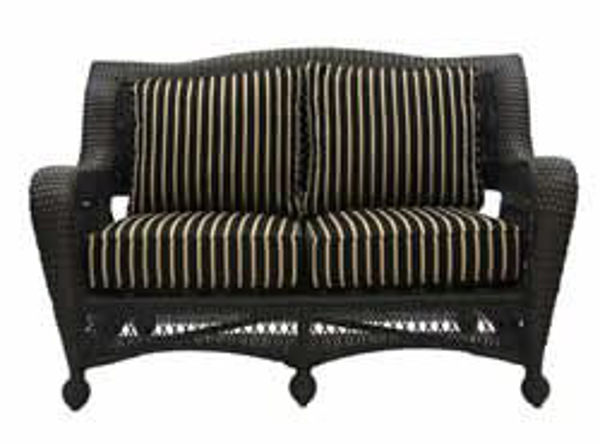 Picture of Kate's Collection All-Weather Wicker Stackable Loveseat w/4pc. Harwood Onyx Cushions
