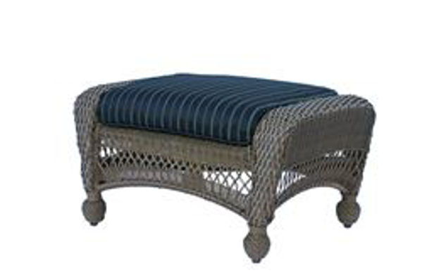 Picture of All-Weather Wicker Ottoman w/ 1 pc. Harwood Onyx Cushion