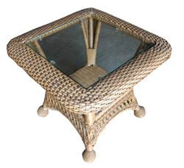 Picture of All-Weather Wicker End Table w/Glass Top (non-stackable)