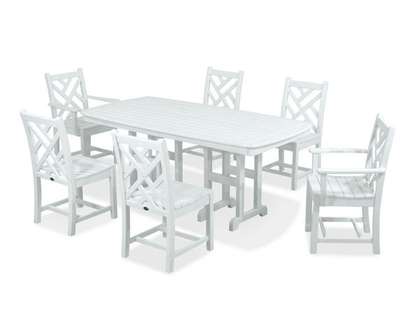Picture of POLYWOOD® Chippendale 7-Piece Dining Set in White
