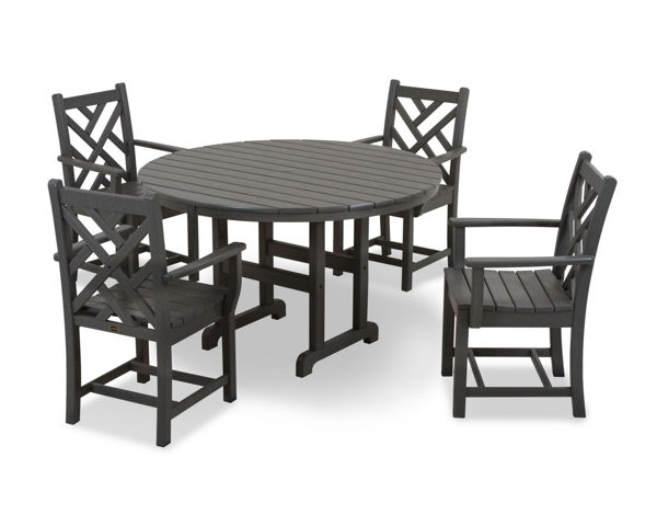 Picture of POLYWOOD® Chippendale 5-Piece Dining Set in Slate Grey