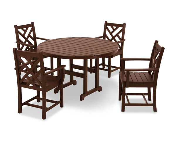 Picture of POLYWOOD® Chippendale 5-Piece Dining Set in Mahogany