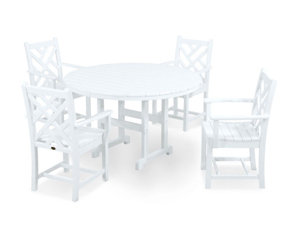 Picture of POLYWOOD® Chippendale 5-Piece Dining Set in White