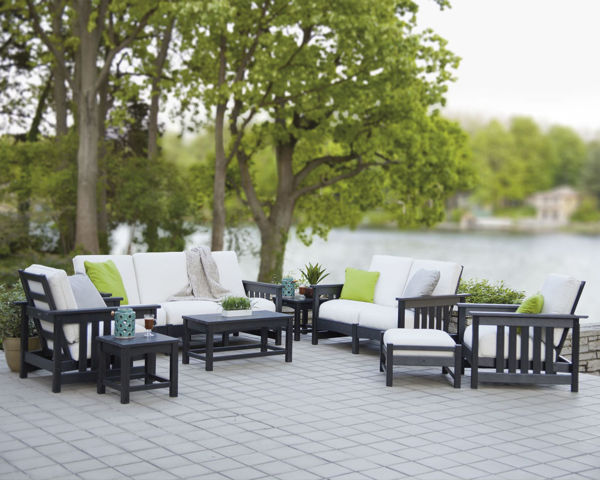 Picture of POLYWOOD® Mission 8-Piece Deep Seating Group in Black / Bird's Eye