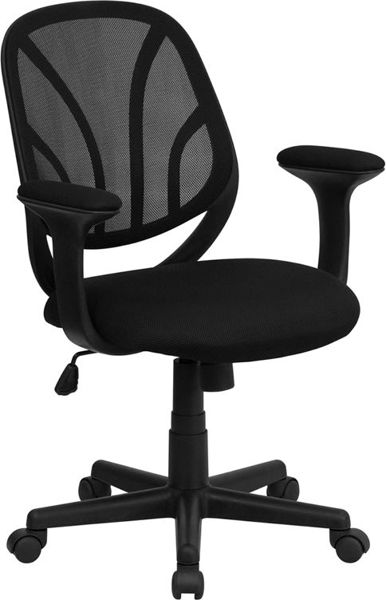 Picture of Y-GO Chair&trade; Mid-Back Black Mesh Computer Task Chair with Arms [GO-WY-05-A-GG]