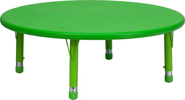 Picture of 45'' Round Height Adjustable Green Plastic Activity Table [YU-YCX-005-2-ROUND-TBL-GREEN-GG]