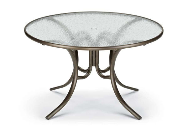Picture of Telescope casual Glass Top Table, 42" Round Dining Table w/ hole