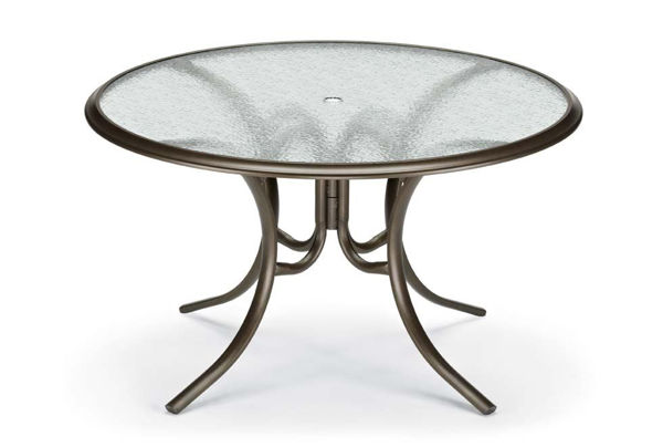 Picture of Telescope Casual Glass Top Table, 50" Round Dining Table w/ hole Ogee Rim