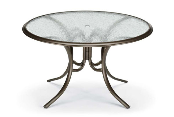 Picture of Telescope casual Glass Top Table, 56" Round Dining Table w/ hole Ogee Rim