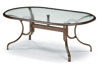 Picture of Telescope casual Glass Top Table, 46' x 92' Oval Dining Table w/ hole Ogee Rim
