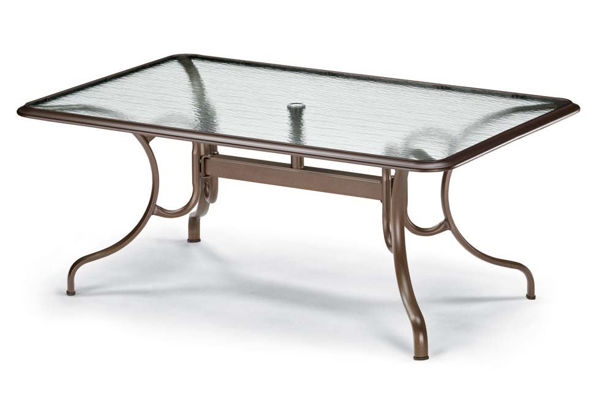 Picture of Telescope Casual Glass Top Table, 42' x 68' Rectangular Dining Table w/ hole Ogee Rim