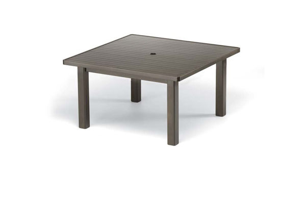 Picture of Telescope Casual Aluminum Slat Top Table, 42" Square Chat Height Table w/ hole