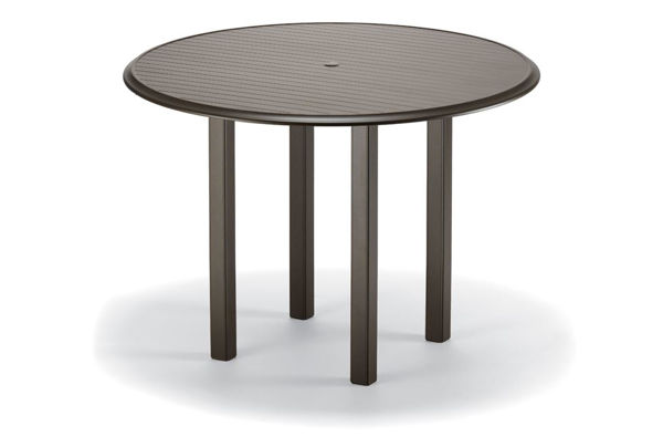 Picture of Telescope Casual Aluminum Slat Top Table, 56" Round Bar Height Table w/ hole and Ogee Rim