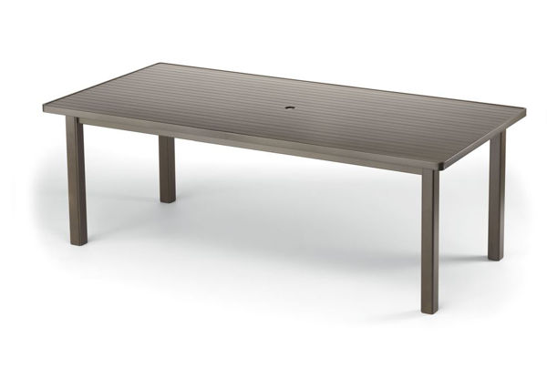 Picture of Telescope Casual Aluminum Slat Top Table, 42' x 84' Rectangular Dining Height Table w/ hole