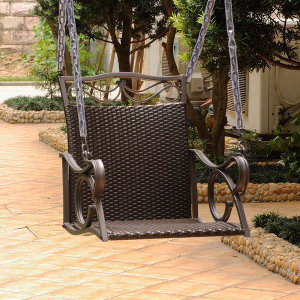 Picture of Valencia Resin Wicker/Steel Single Chair Swing - Chocolate
