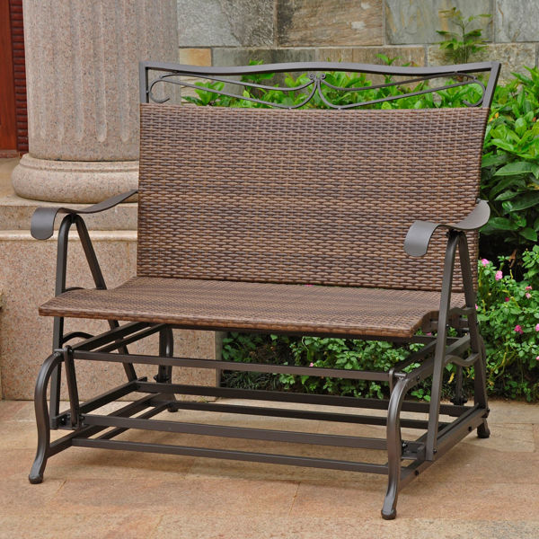 Picture of Valencia Resin Wicker/Steel Double Glider - Antique Brown