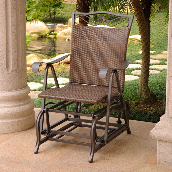 Picture of Valencia Resin Wicker/Steel Single Glider - Antique Brown