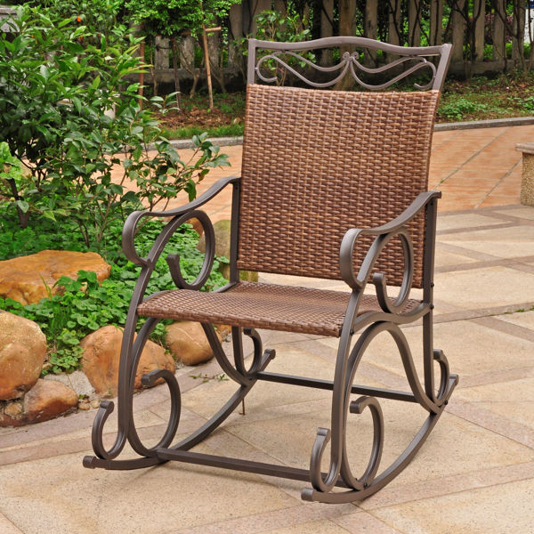 Picture of Valencia Resin Wicker/Steel Rocker - Antique Brown