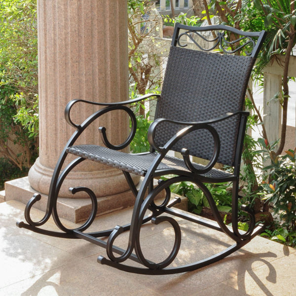 Picture of Valencia Resin Wicker/Steel Rocker - Black Antique